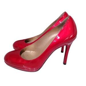 [H330] STUART WEITZMAN Women's Red Patent Leather Platswoon Pumps
